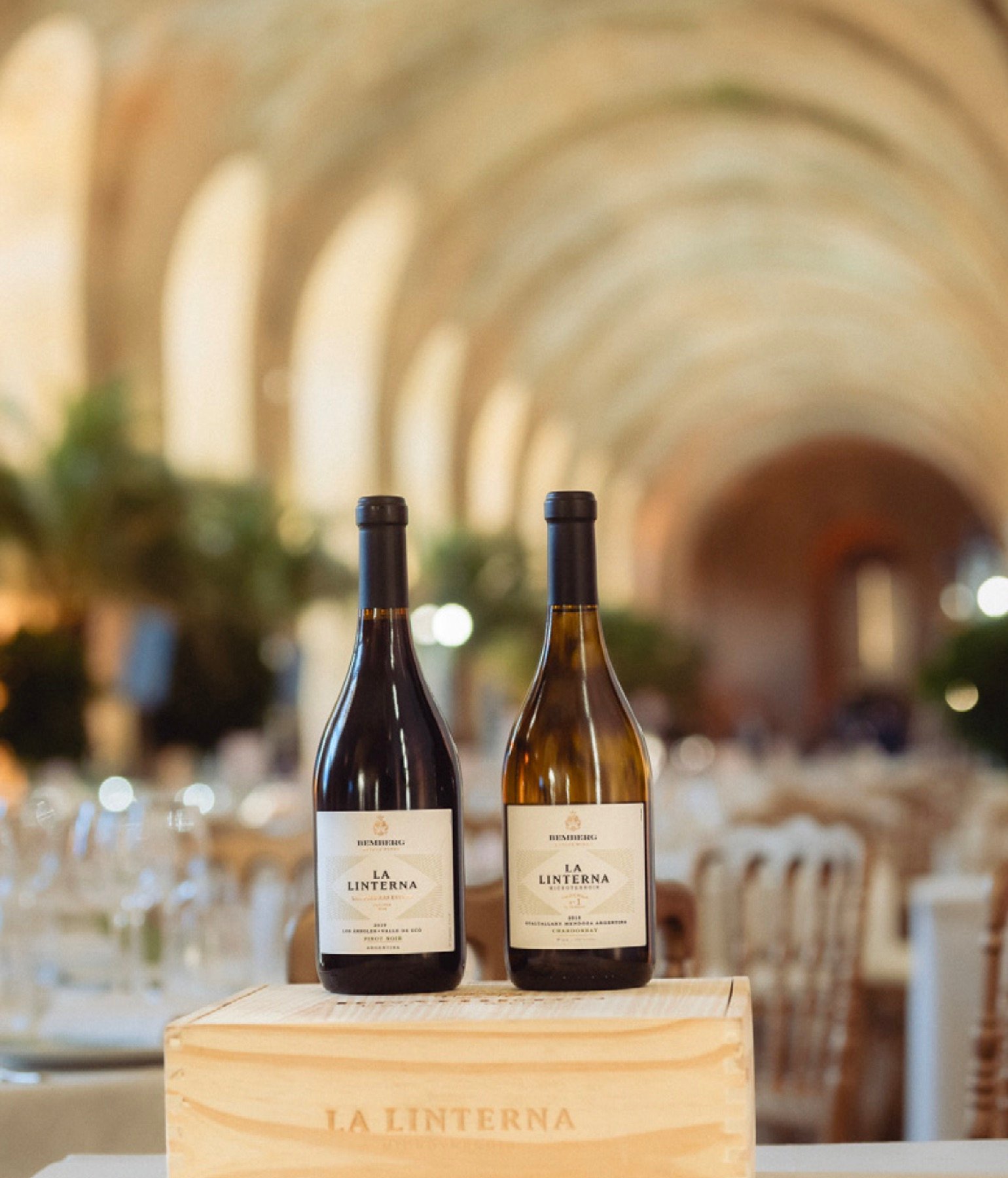 Botellas de La Linterna en la Orangerie del Château de Versailles